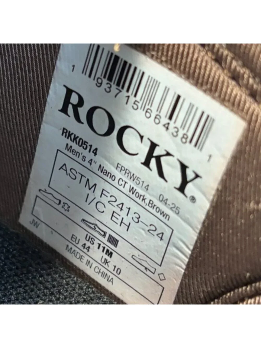 Rocky Dry Strike SRX Mens Size 11 Brown Nano Composite Toe Safety Work Shoes